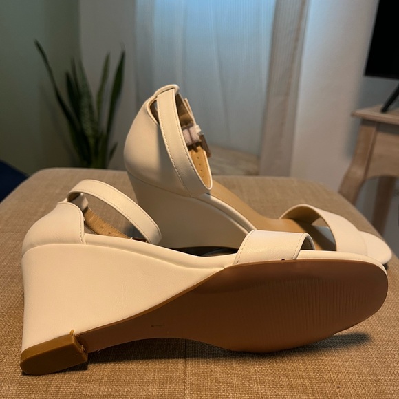 Brand New White Dressy Wedge Sandals (No Box) - Picture 5 of 6